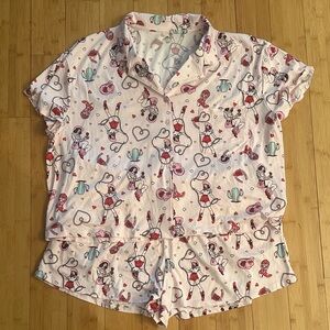 Celebrate It Pink Printed Short Pajama Set with Heart & Pinup Motif